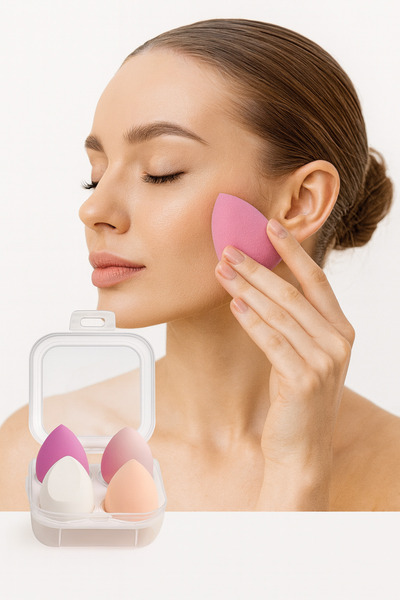 BEYZANA Kutulu 4'lü Makyaj Süngeri Seti(Pembe)