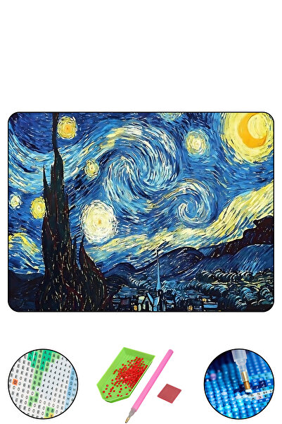 HONDEP 5D Elmas Boyama – Van Gogh Yıldızlı Gece | 40x50 cm - Tuvale Gerili Di...