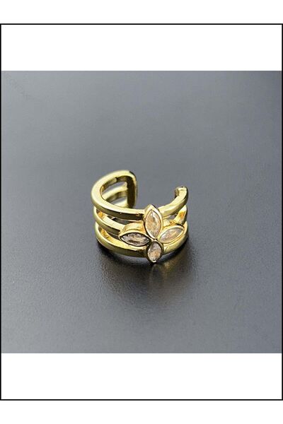 Neon Takı by Atalay Sensitivity Sticker and Zircon Stone, Flower, Ear Cartilage Bijouterie Earrings 505, Gold Color