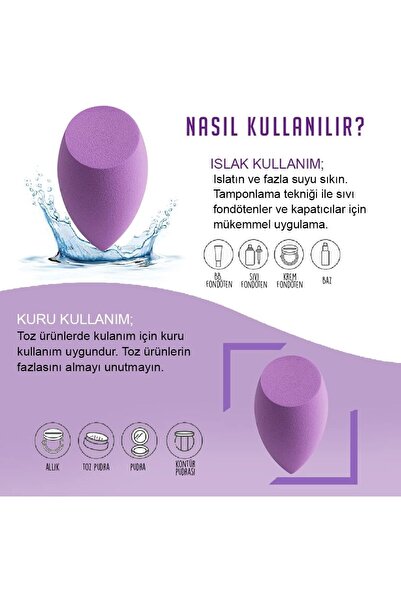 BEYZANA Kutulu 4'lü Makyaj Süngeri Seti(Pembe)