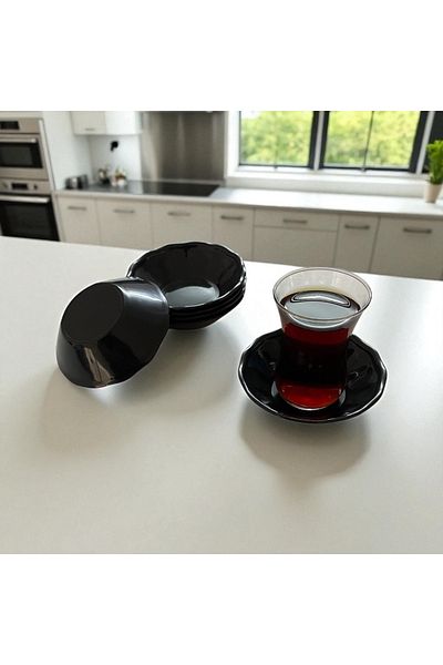 UpHome Set of 12 Black Tea Plates Plastic