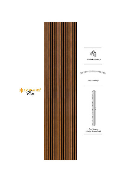 Akupanel Plus 60x245 Cm Ceviz Renk Akustik Ahşap Duvar Paneli