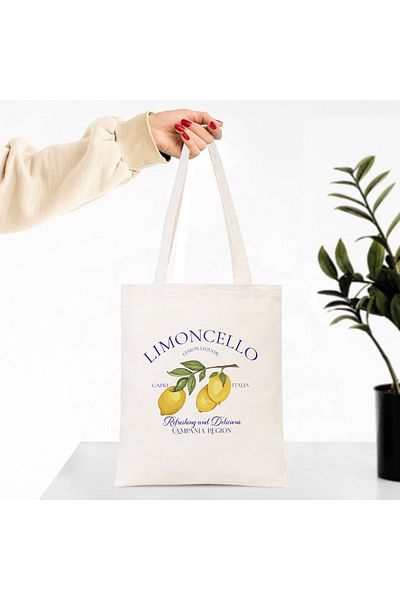 Hediyenza Lemon, Limoncello Printed Cloth Bag, Shoulder Bag, Tote Bag 1 Piece