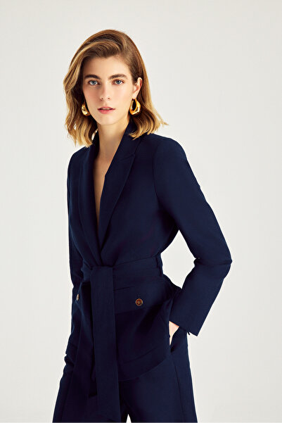 Naramaxx Beli Kuşaklı Keten Karışımlı Ceket