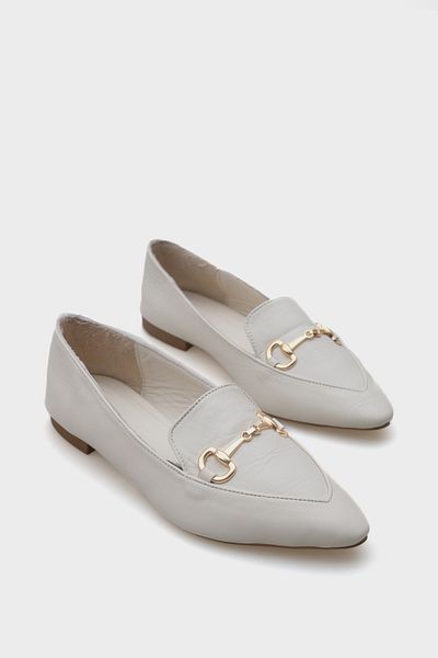 Capone Outfitters Bluby Genuine Leather Pointed Toe Buckle Women's Ballerinas