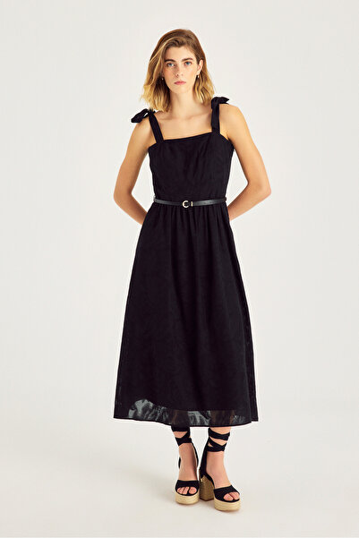 Naramaxx Kemerli Midi Boy Dantel Elbise