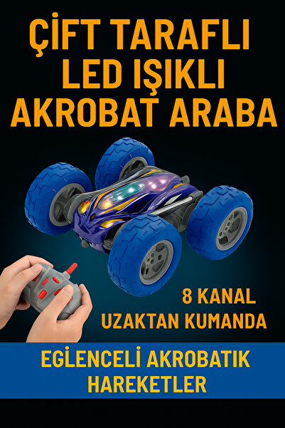 Pshoplay Çift Taraflı Işıklı Şarjlı Akrobat RC Araba – 360° Takla Atan Uzaktan Kumandalı Oyuncak