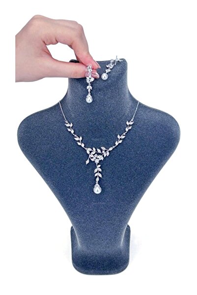 Neon Takı by Atalay Set, Zirkon Taşlı, Kararmayan Çelik, Kolye ve Küpe, Karar...