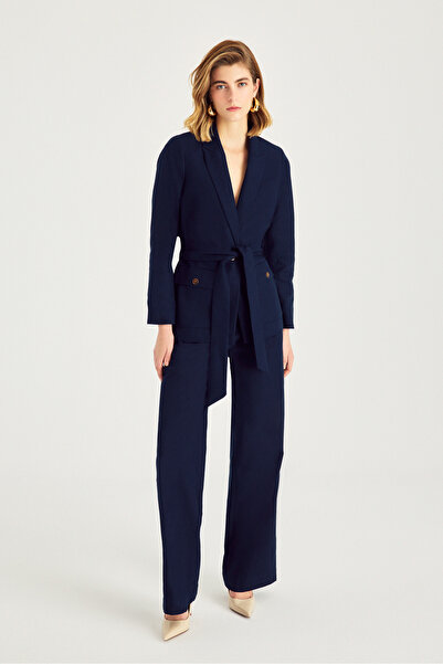 Naramaxx Beli Kuşaklı Keten Karışımlı Ceket