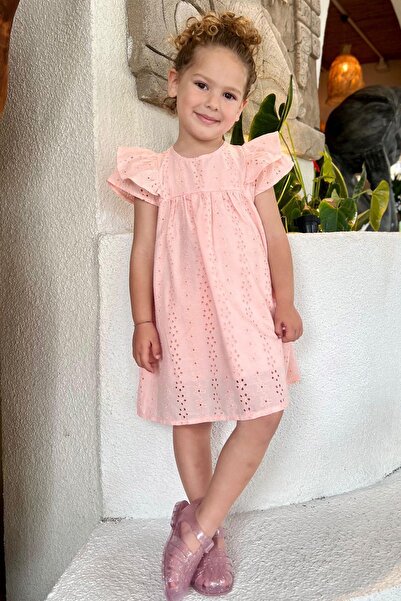 Monila Girl's Scalloped Cotton Lined Dress