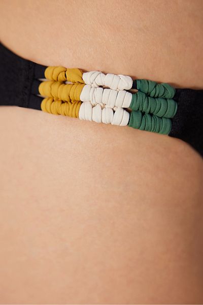 Penti Partea de jos de bikini neagră Arlo cu textura laterală și macrame