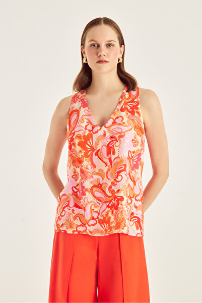 Naramaxx Sırt Detaylı Desenli Kolsuz Bluz