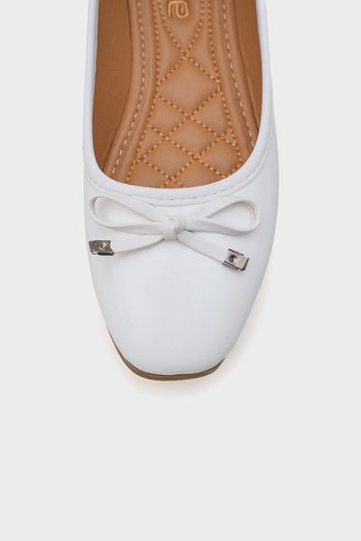 Capone Outfitters Hana Trend Wrinkled Pattern White Women's Ballerinas