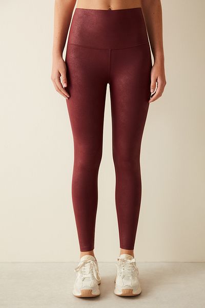 Penti Claret Red Miracle Pop Up Leather Look Ankle Length Leggings