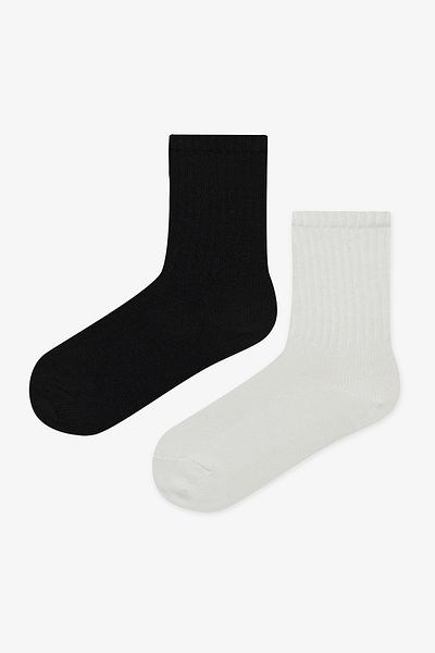 Penti Unisex Black and White 2-Piece Tennis Socks