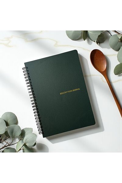 Fark Tanıtım Healthy Food Journal - A5 Spiral Healthy Eating and Weight Tracking Notebook, Weekly and Daily Plan