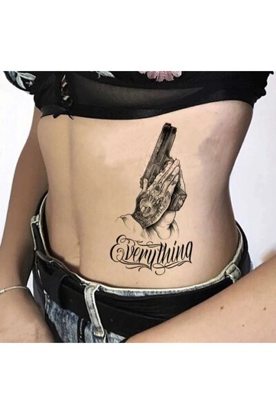 incebeltayt Silah Dövmesi, 30 Gün Kalıcı, Geçici Dövme Tattoo Su Geçirmez, 12x18 cm, Unisex,