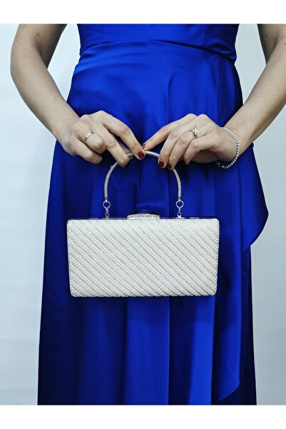 NAZART Жіноча сумочка з перламутровим камінням, ланцюжком і ручкою, для весілля, заручин, вечірнього виходу, на плече