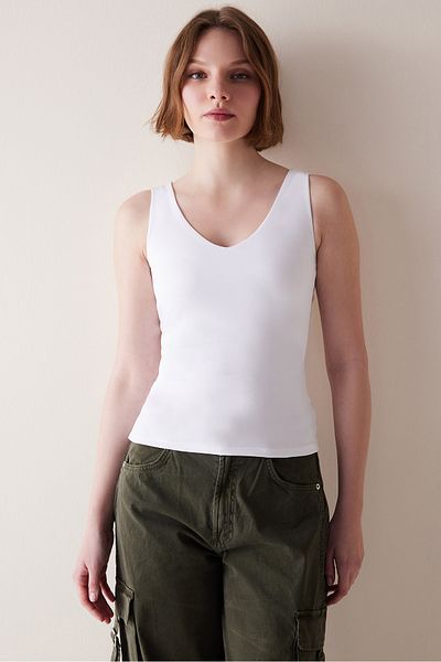 Penti V Neck White Top