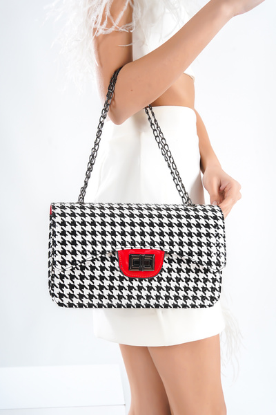 Capone Outfitters Geantă de umăr pentru femei Parma Houndstooth