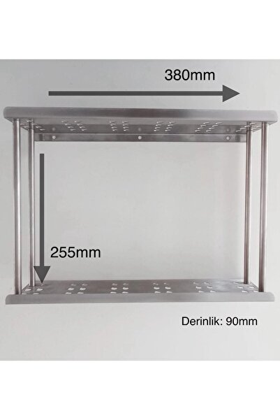 Home4U Paslanmaz Çelik Raflı 38 Cm Banyo Duş Rafı Düzenleyici -vidalı Montaj