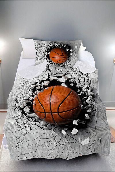 CAPRİCE HALI Basketball Ball Patterned Single Pike (with Pillow Case)