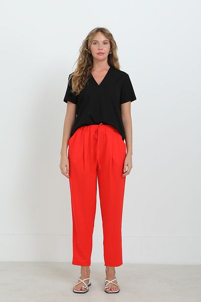 Modamorfo Women's Tie Waist Carrot Shape Pants - 18102Pnt