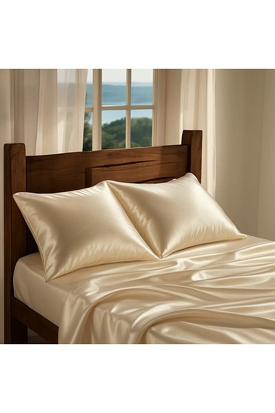DUSK Satin de Matase 2 Piese 50x70 Fata de Perna cu Par Cret