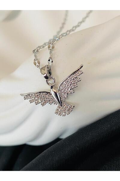 Silver Color Singapore Phoenix Bird Steel Necklace with Chain Zircon Gemstone