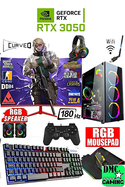 Dmc N263 Windows 11 Ryzen 5 5500,16GB,1TB HDD,256GB SSD,RTX3050,24''180hz 0yuncu Masaüstü Bilgisayar