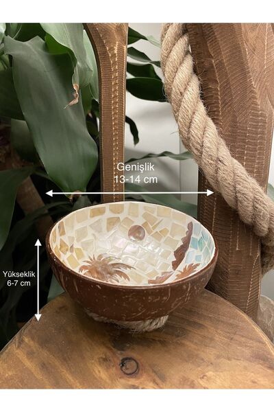 Coconut Products Island Design Sedef Kaplama Hindistan Cevizi Kase & Altlığı - Coconut Kase - Çerezlik - Coconut Kase