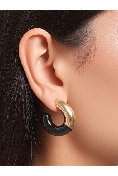 KANERUZ أقراط باللونين الأسود والذهبي