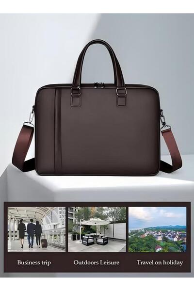 Generic حقيبة كمبيوتر محمول مقاس 15.6 بوصة، خفيفة الوزن، مصنوعة من مادة البولي يوريثان، حقيبة سفر للأعمال، حقيبة كتف رسول مقاومة للماء