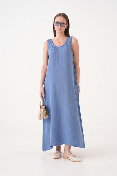 Butik Rochie lungă din muselină din bumbac 100% cu mânecă zero