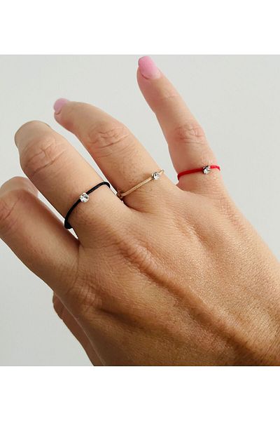 OEM Inel Elegant cu Snur Reglabil si Cristal Swarovski - Negru