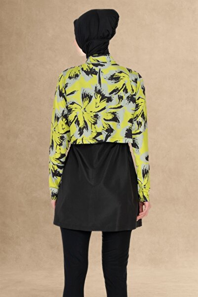 InStyle Μαύρο μαγιό Hijab με αφηρημένο σχέδιο 4 τεμαχίων