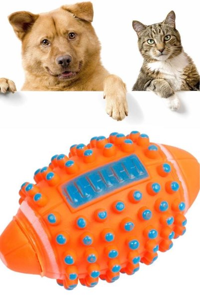 Pisicik Colorful Cat Dog Biting Ball with Sound Spiky Ball Design Helping Digging Teeth Dog Biting