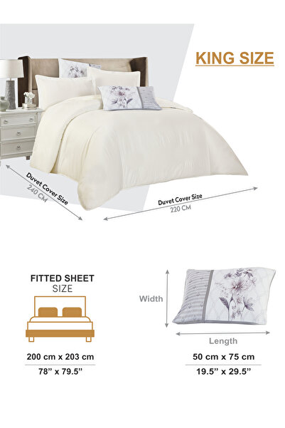 Donetella Duvet Cover Set 6-Pcs King Size Striped Bed Set 220 X 240 Cms Microfiber (Without Filler)