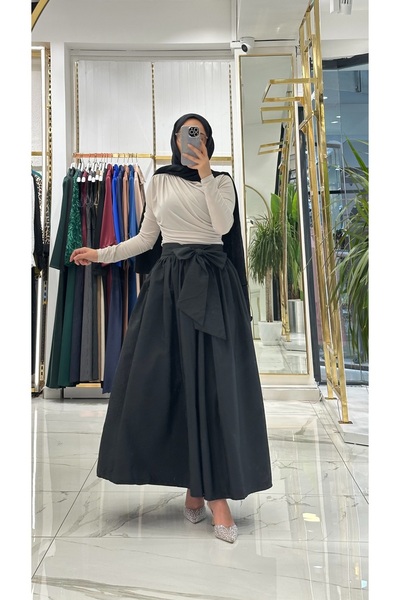 She Olive Φούστα με φιόγκο που δένει τον κορμό