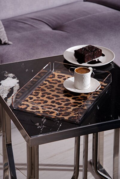 Le murano Wild Leopard Plexiglass Tray m - 31X23 cm