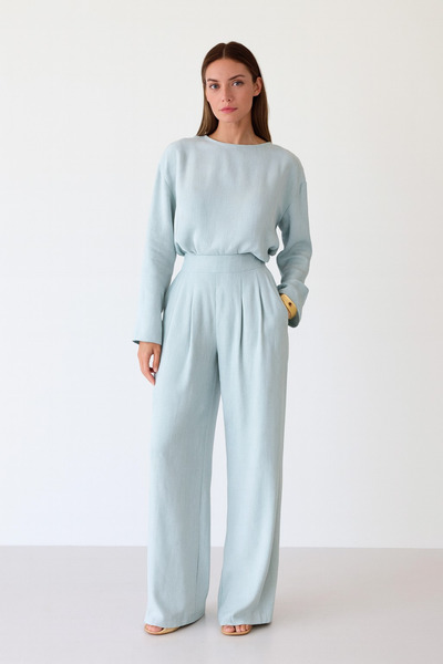 My Blog Blue Marisol Blouse Pants Set - 8760