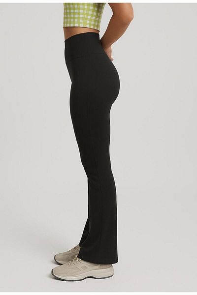 AXXEL Leggings de yoga sport cu picioare spaniole negre pentru femei-P2235