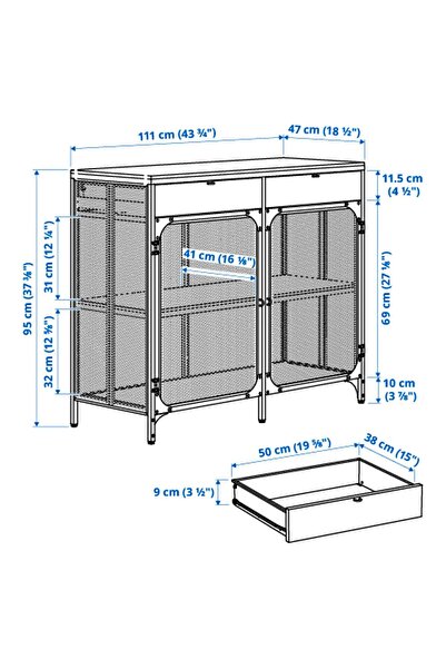 IKEA büfe, siyah, 47x111x95 cm