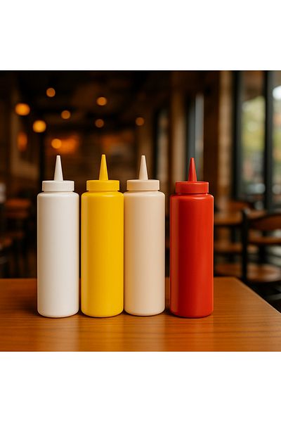 ray plastik 4-Pack Ketchup, Mayonnaise and Sauce Pourer 450 ml