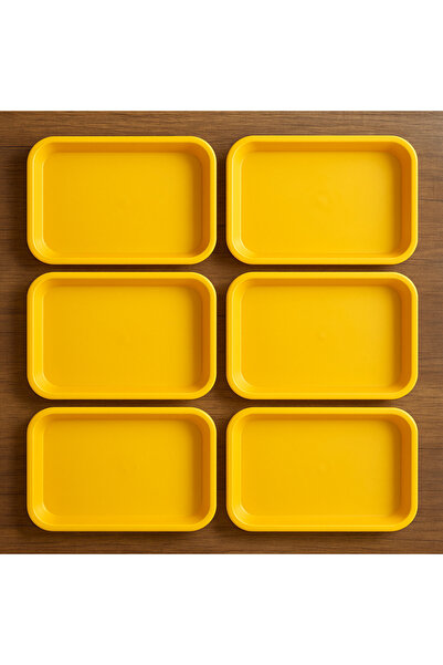 ray plastik Unbreakable Yellow 6 Pieces Serving Tray