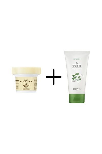 SKINFOOD Egg White Pore Mask + Vege Garden Cleansing Foam Mugwort 150ml