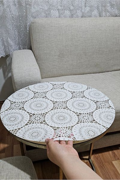 Rona Home Round Coffee Table Table Cover – Wicker Luxury Pvc Wipeable, Floral Pattern, Transparent