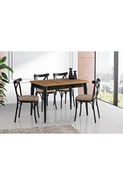 ModernEvveOfis Büyüyen Mutfak Masası Yanlardan Açılır 70x110+60 Topkapı (Ahşap) Ayaklı