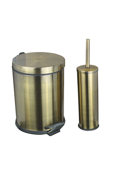 FKN Coș de gunoi antic cu pedală - Micro perie pentru toaletă Set de baie antic