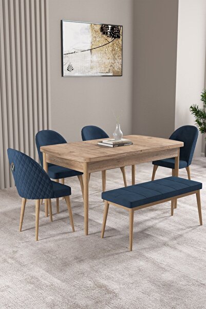 asaella mobilya Milas Atlantik Çam 80x132 Mdf Açılabilir Mutfak Masası Takımı...